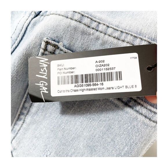 Nasty Gal Jeans Womens 4 High Waisted Ripped Distressed Mom Light Blue Grunge - Picture 4 of 8